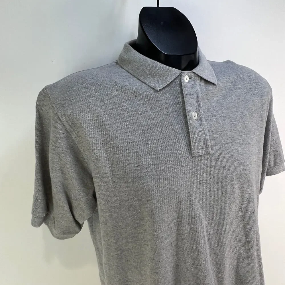 J. Crew Men's Classic Piqué Polo Shirt Vintage 80s Gray